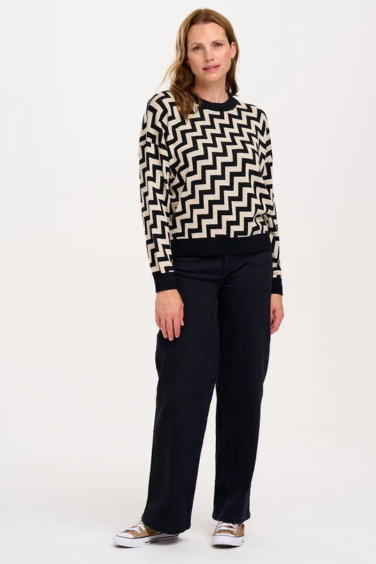 Sugarhill Brighton Andi Jumper - Monochrome, Staggered Steps