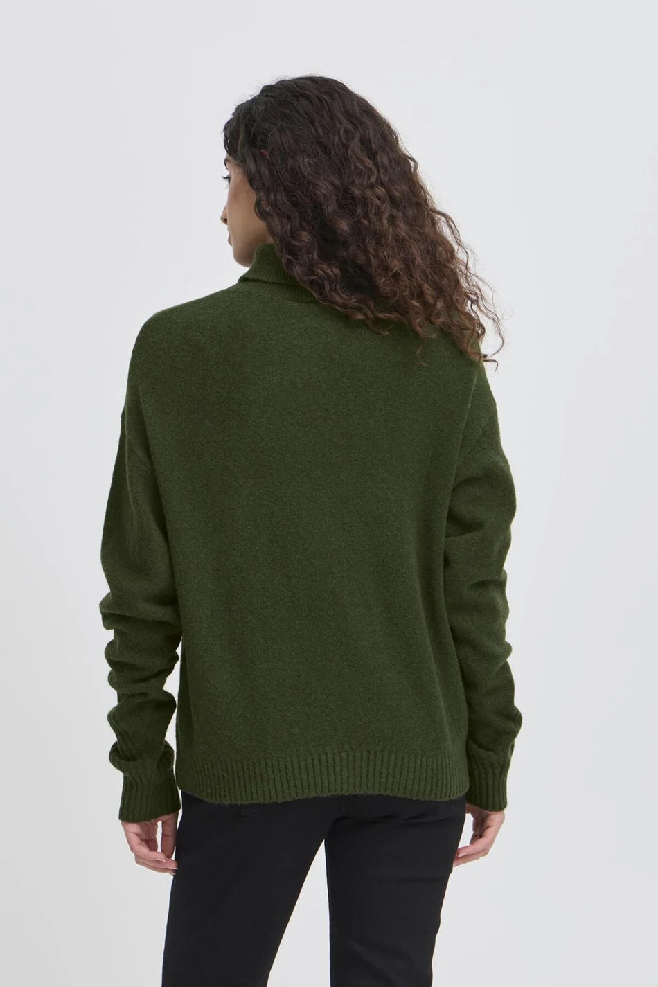 ICHI Dasila Roll Neck Sweater - Riffle Green