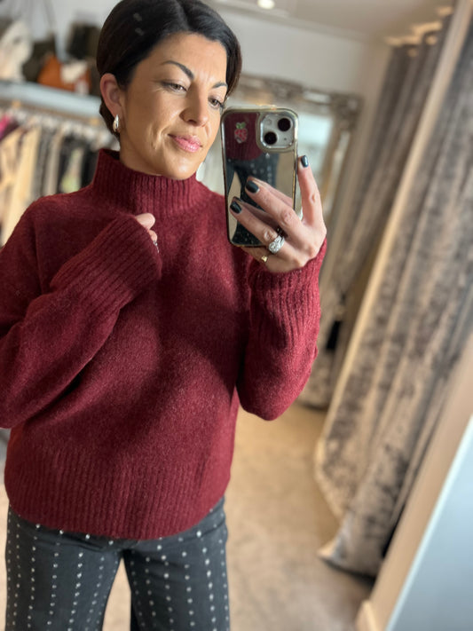 FY Funnel Neck Wine Sweater