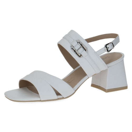 Caprice White Block Heeled Sandal