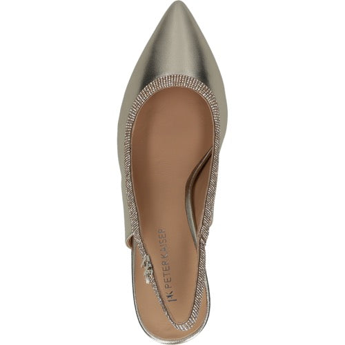 Peter Kaiser Leather Crystal Slingback Heels - Gold
