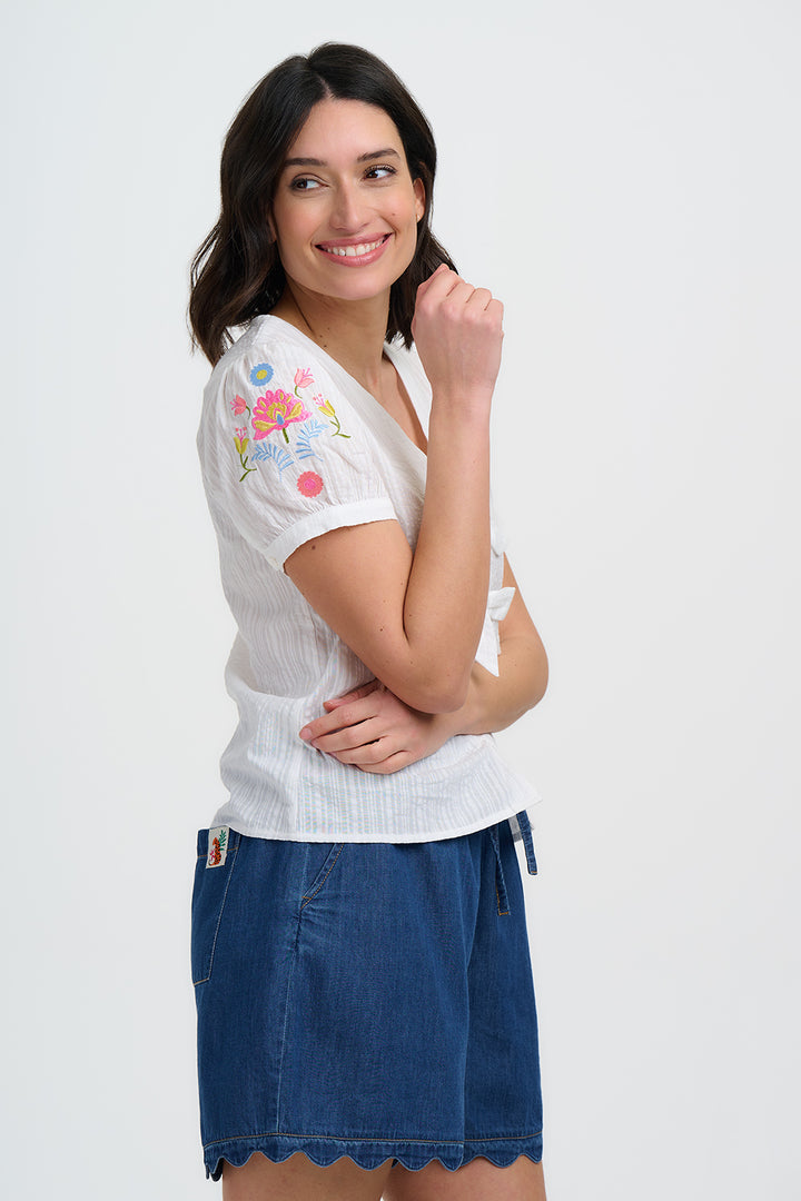 Sugarhill Brighton Adaline Bow Top - Off White
