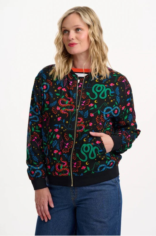 Sugarhill Brighton Bobbi Bomber Jacket - Snake Floral