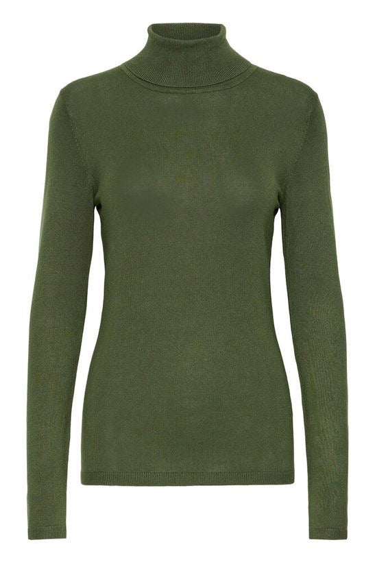 ICHI Mafa Polo Neck Sweater Green