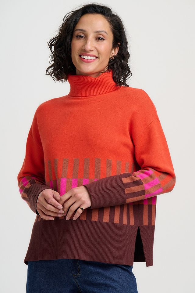 Sugarhill Brighton Serita Rollneck Jumper - Orange/Brown