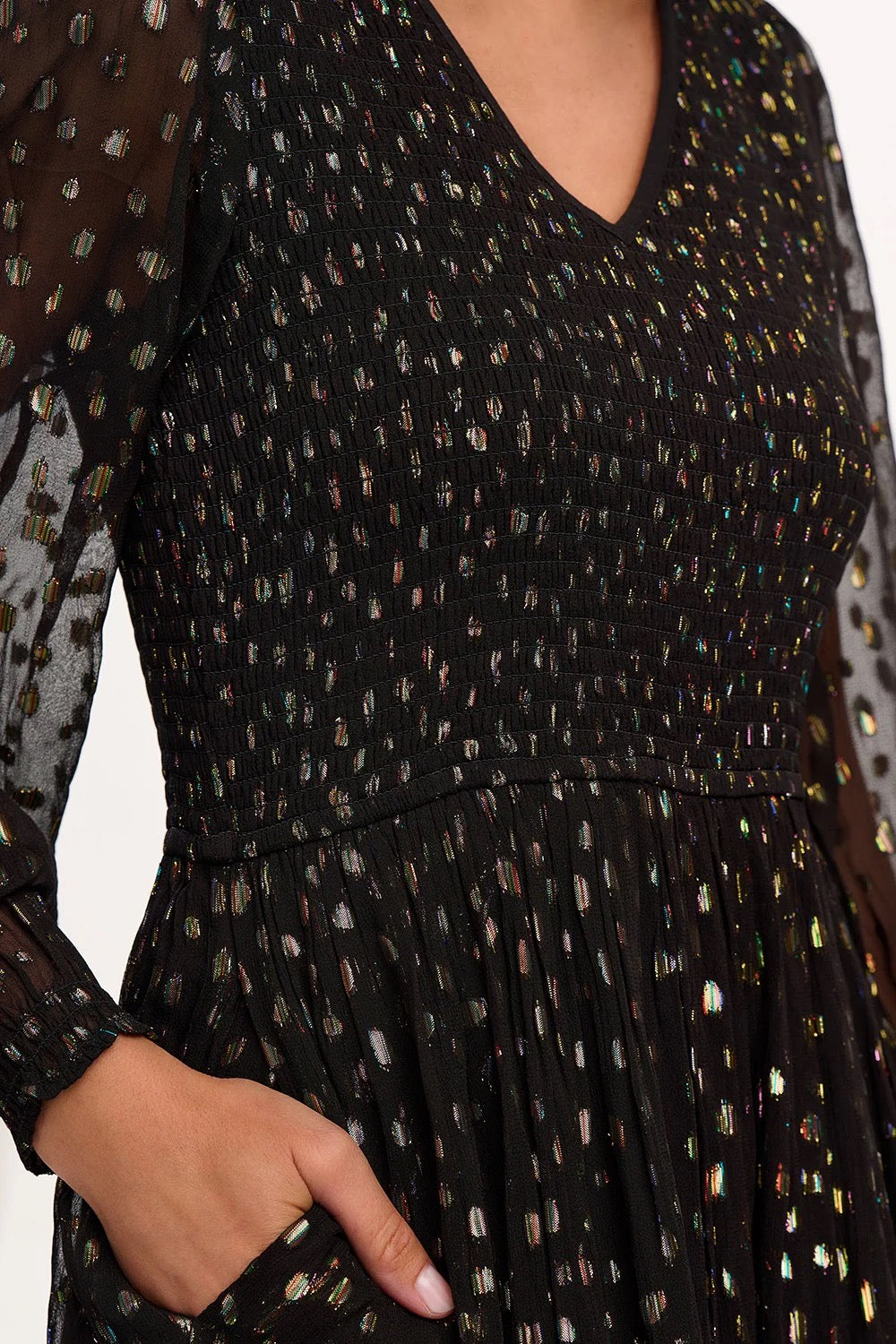 Sugarhill Brighton Jacqueline Metallic Spot Dress - Black