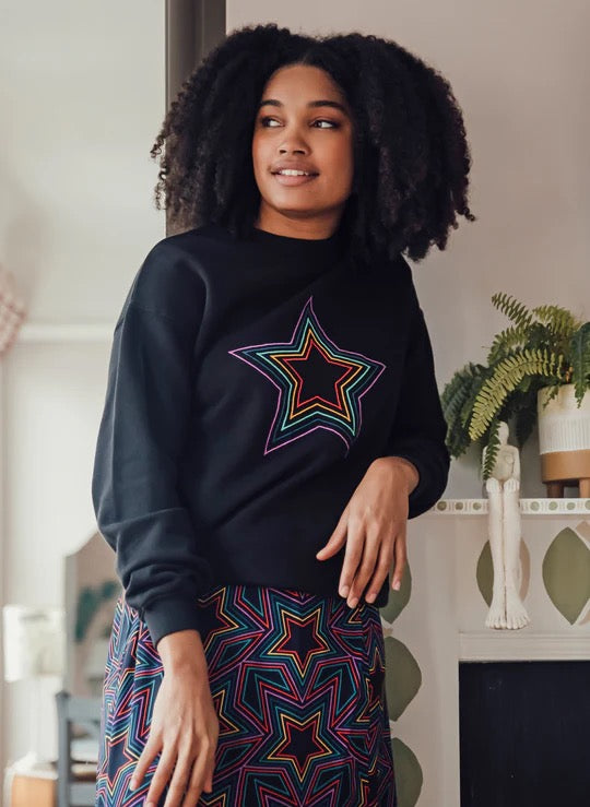 Sugarhill Brighton Noah Sweatshirt - Black, Rainbow Star