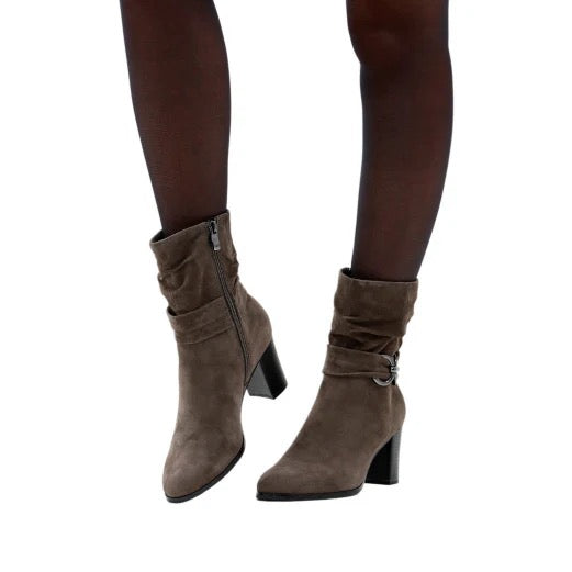 Caprice Stone Suede Block Heel Boots