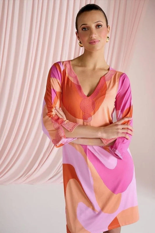 K-Design Printed Tunic Dress - Pink/Orange