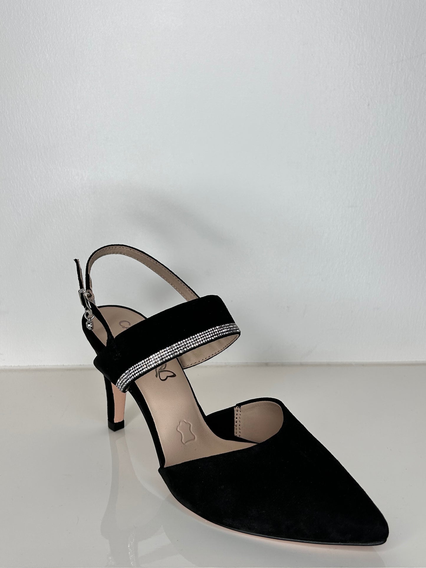 Caprice Black Suede Heel