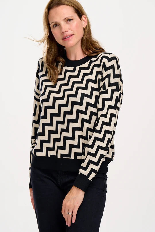 Sugarhill Brighton Andi Jumper - Monochrome, Staggered Steps