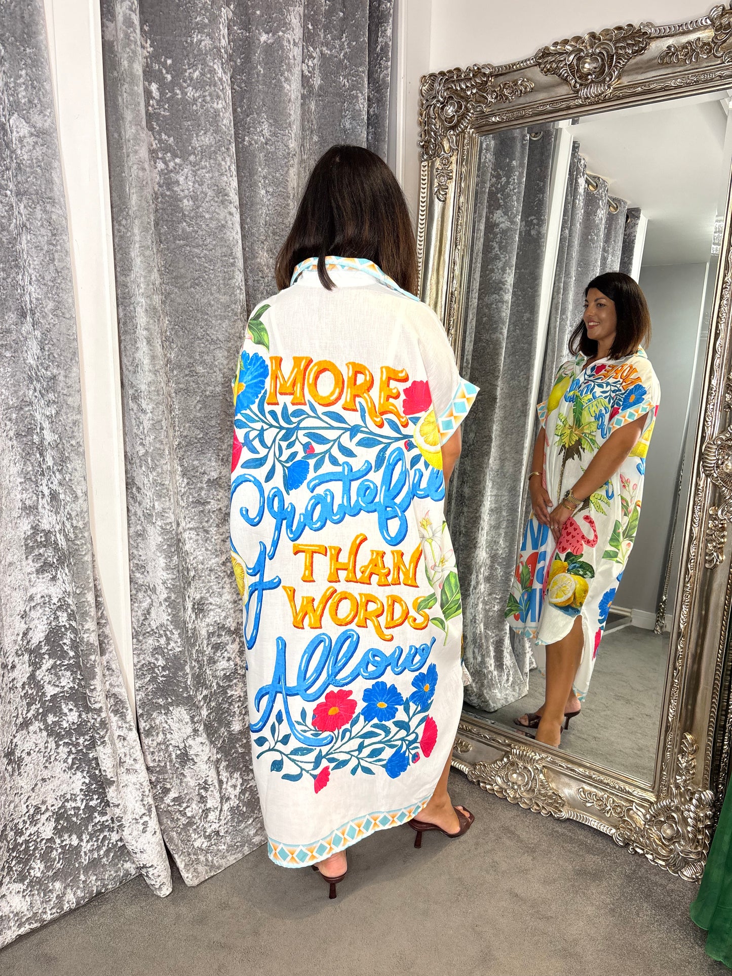 Studio Oversized Tropical Shirt Dress