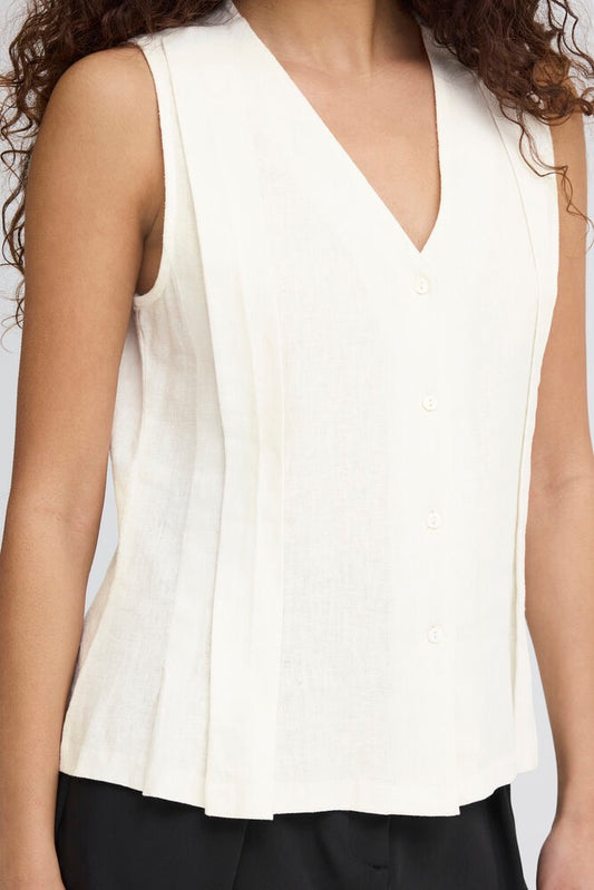 ICHI Linno Waist Jacket - White