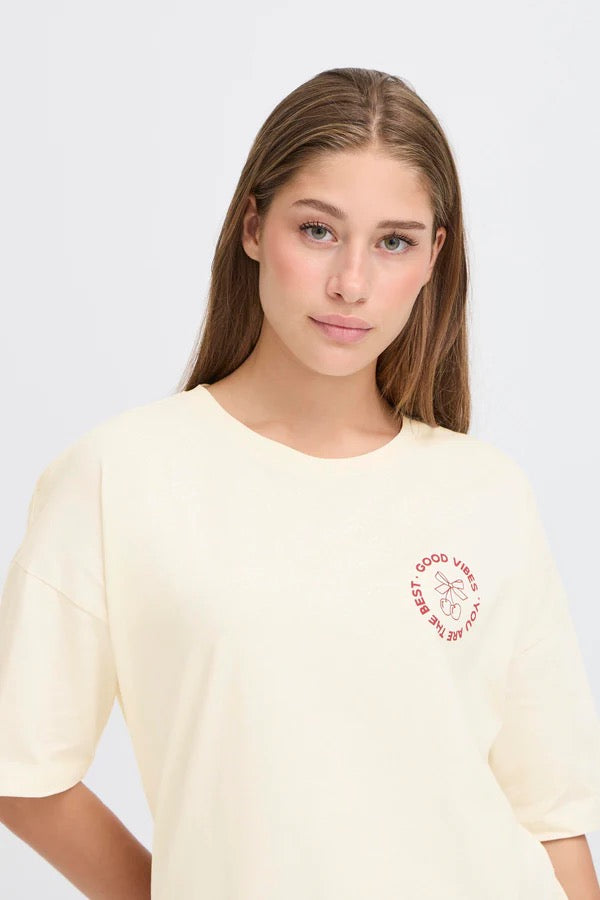 ICHI Nabino Graphic T- Shirt - Birch