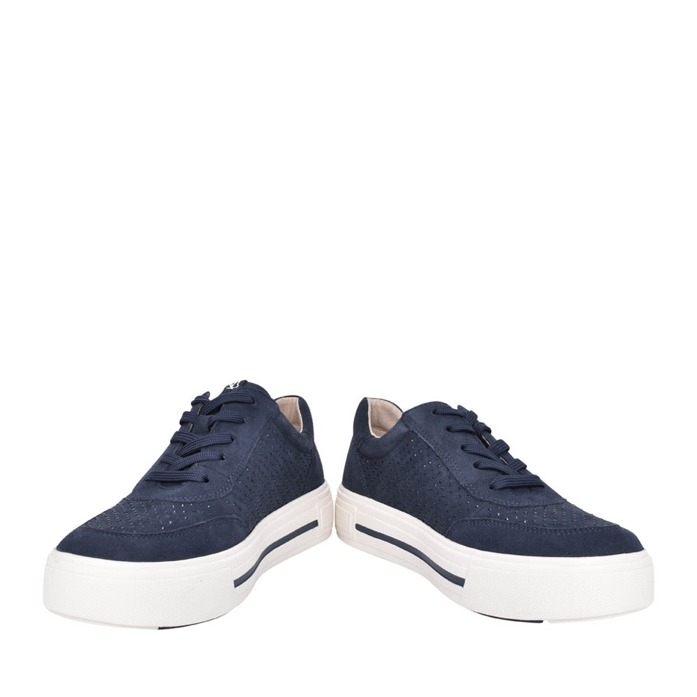 Caprice Crystal Navy Suede Trainer