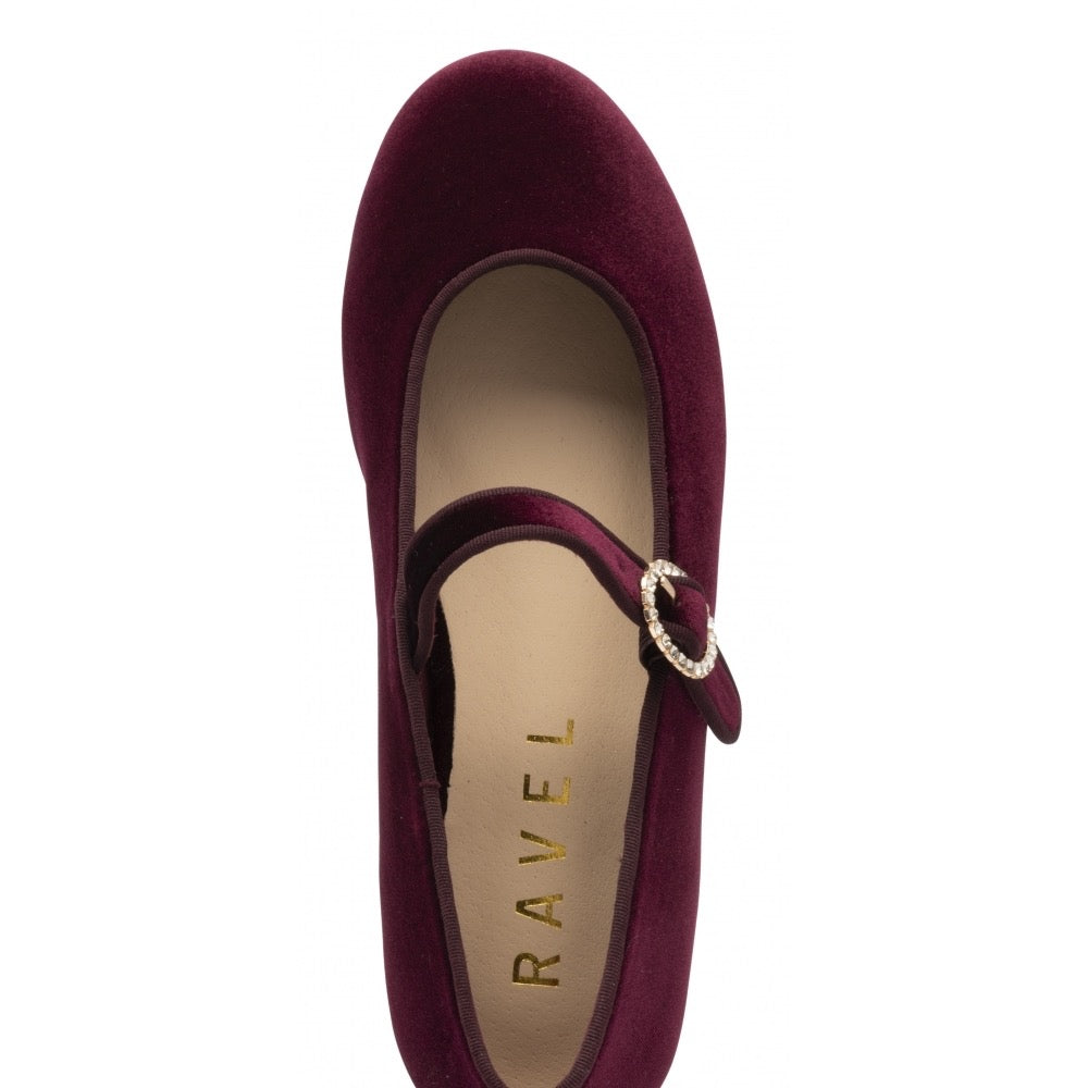 Ravel Caxton Velvet Shoe - Burgundy
