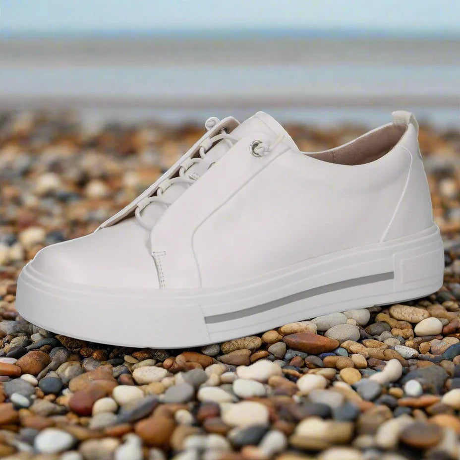 *NEW* Caprice White Leather Slip On Trainer