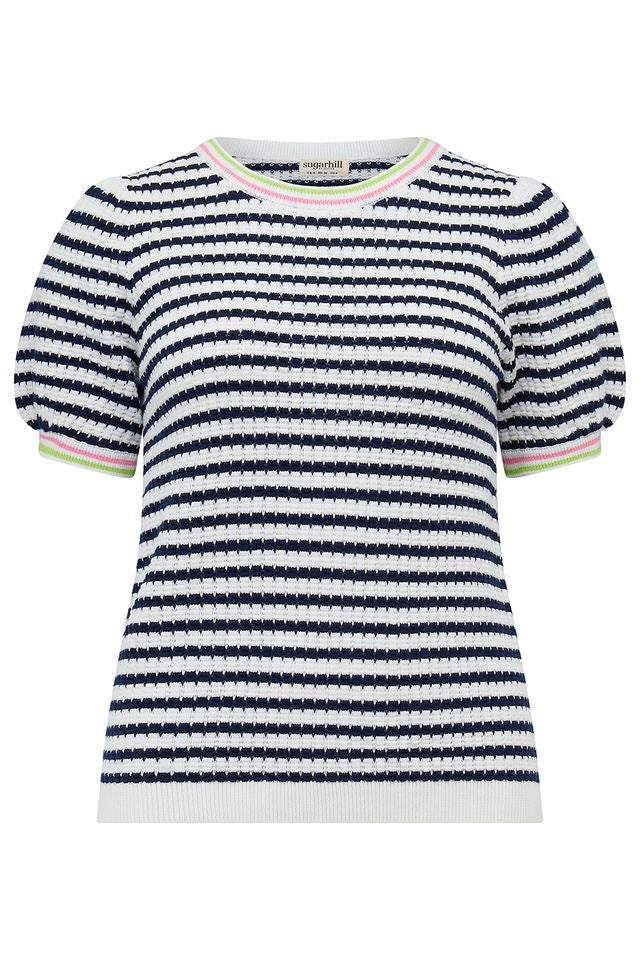 Sugarhill Brighton Carolina Knit Top - Off White/Navy