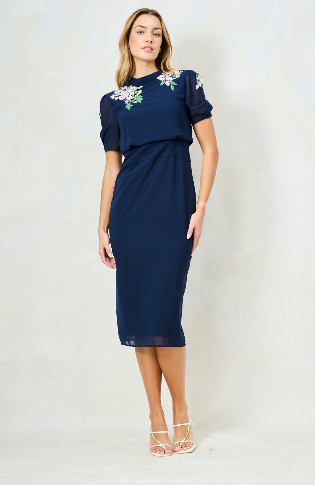 Hope & Ivy The Aria Midi Pencil Dress - Navy