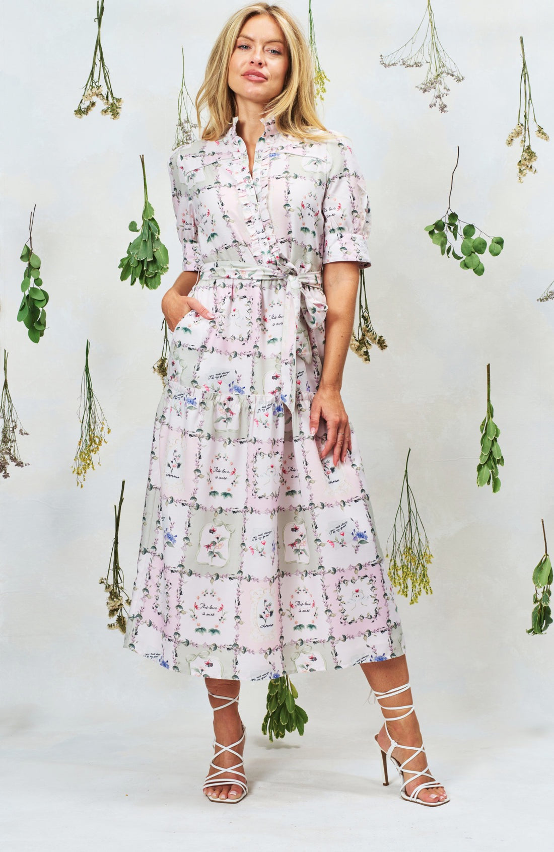 Hope & Ivy The Pamela Midi Dress - Pastel