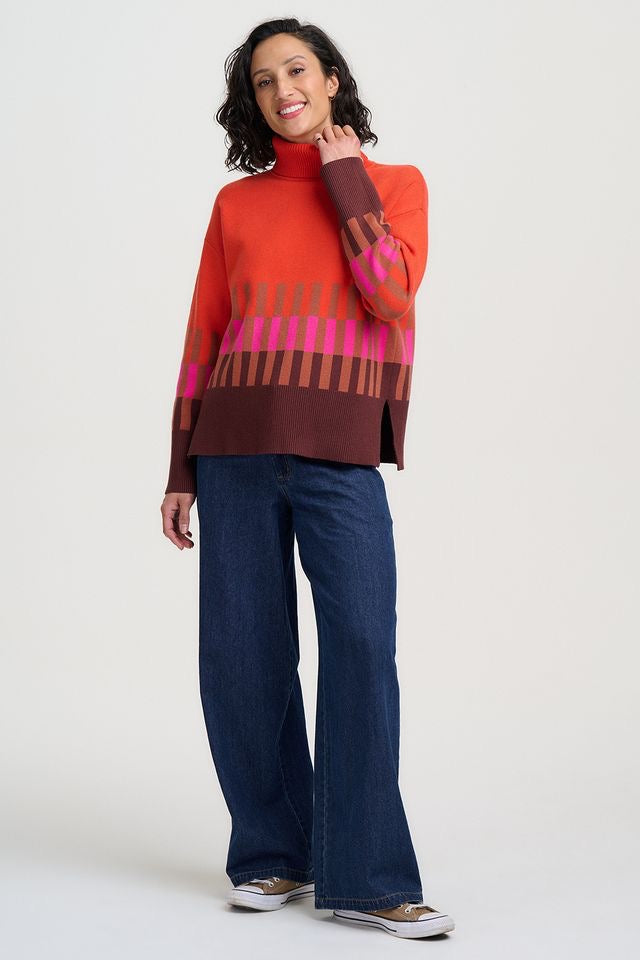Sugarhill Brighton Serita Rollneck Jumper - Orange/Brown