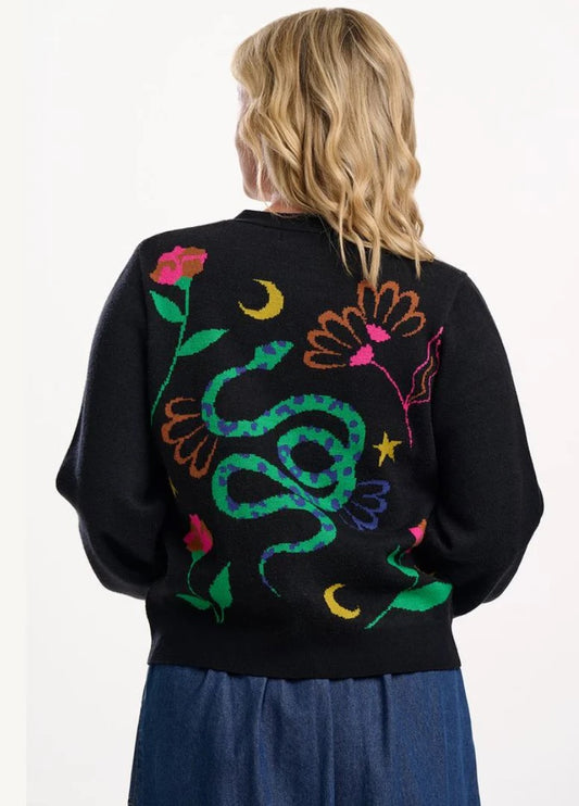 Sugarhill Brighton Adrian Cardigan - Black Floral Snake