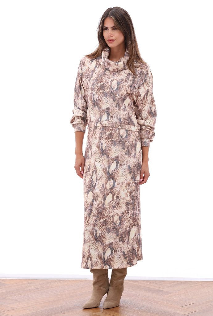 K-Design 2 Piece Knitted Dress & Jumper Set - Snake Print
