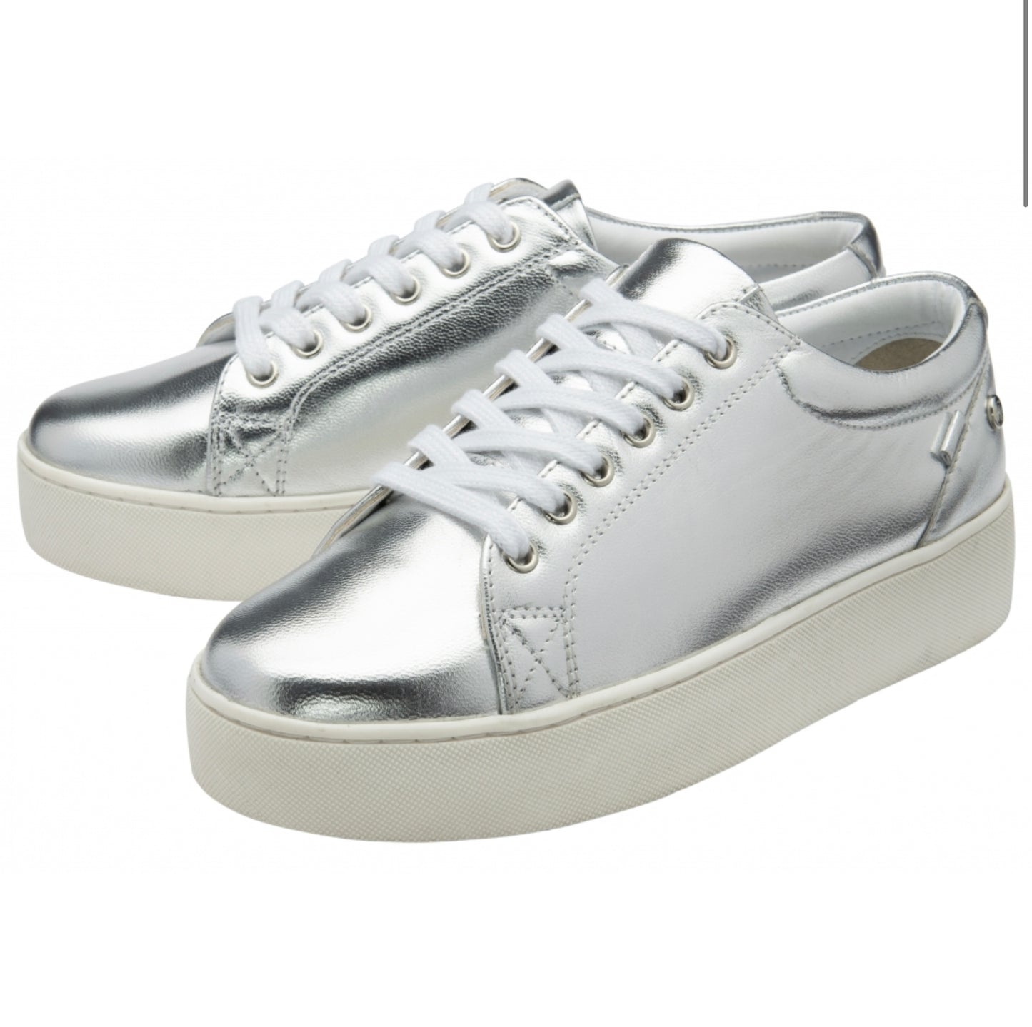 *NEW* Ravel Silver Leather Solon Lace-Up Trainers
