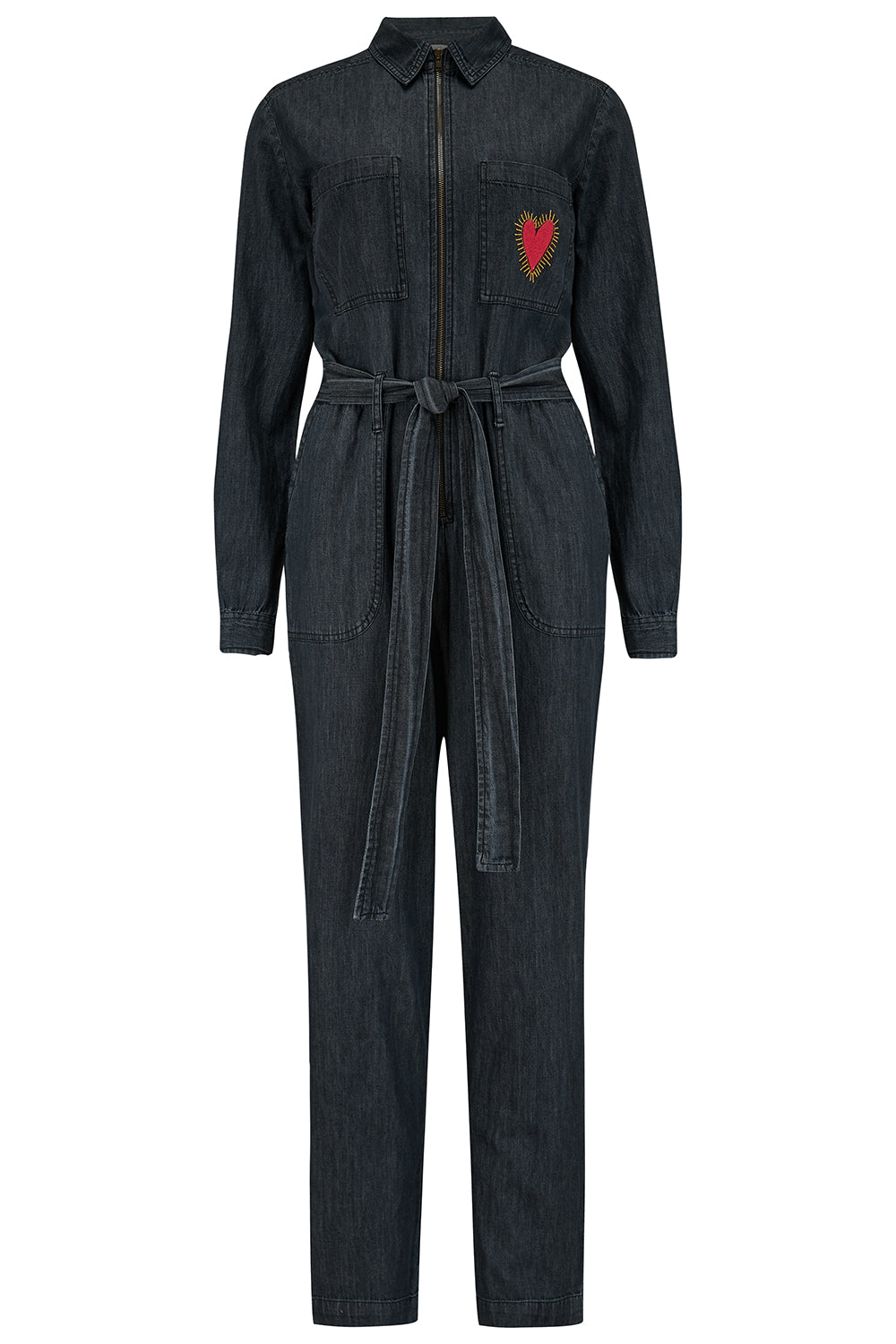 Sugarhill Brighton Anwen Washed Black Heart Burst Boilersuit